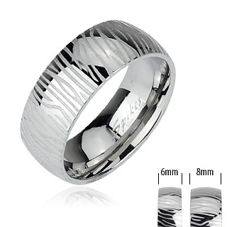 NEW-Steel Zebra Etched Ring